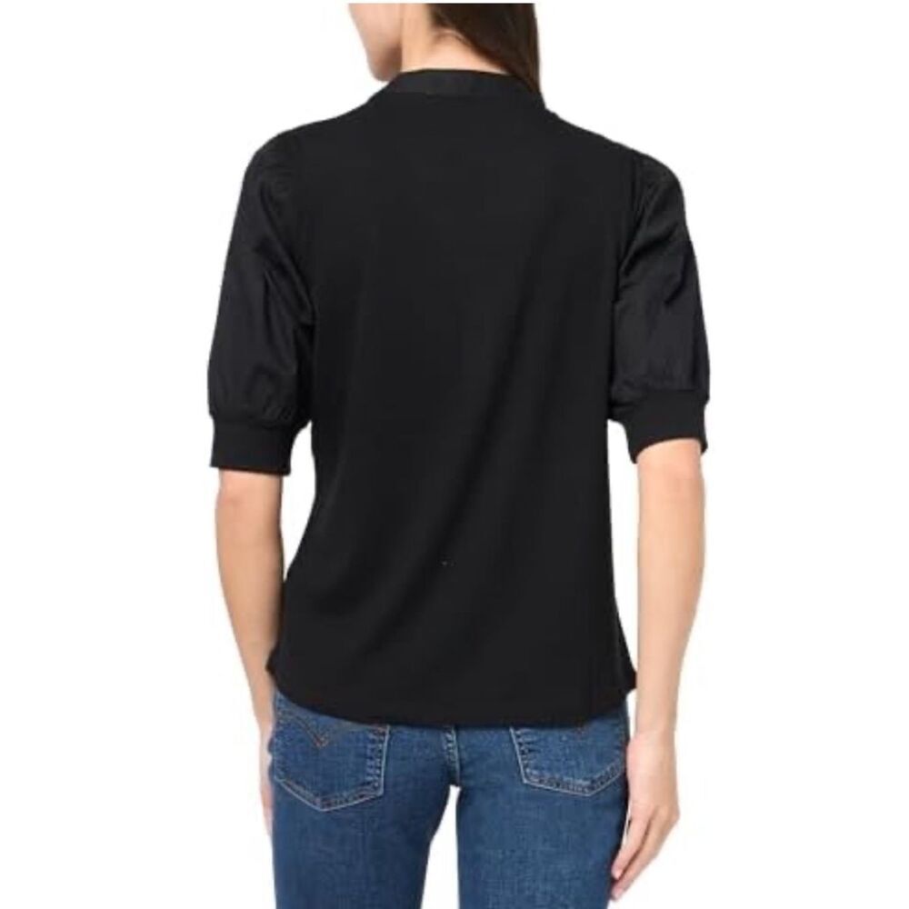 Seven7 Mixed Media Puff Sleeve Henley Medium NWT - Picture 3 of 9